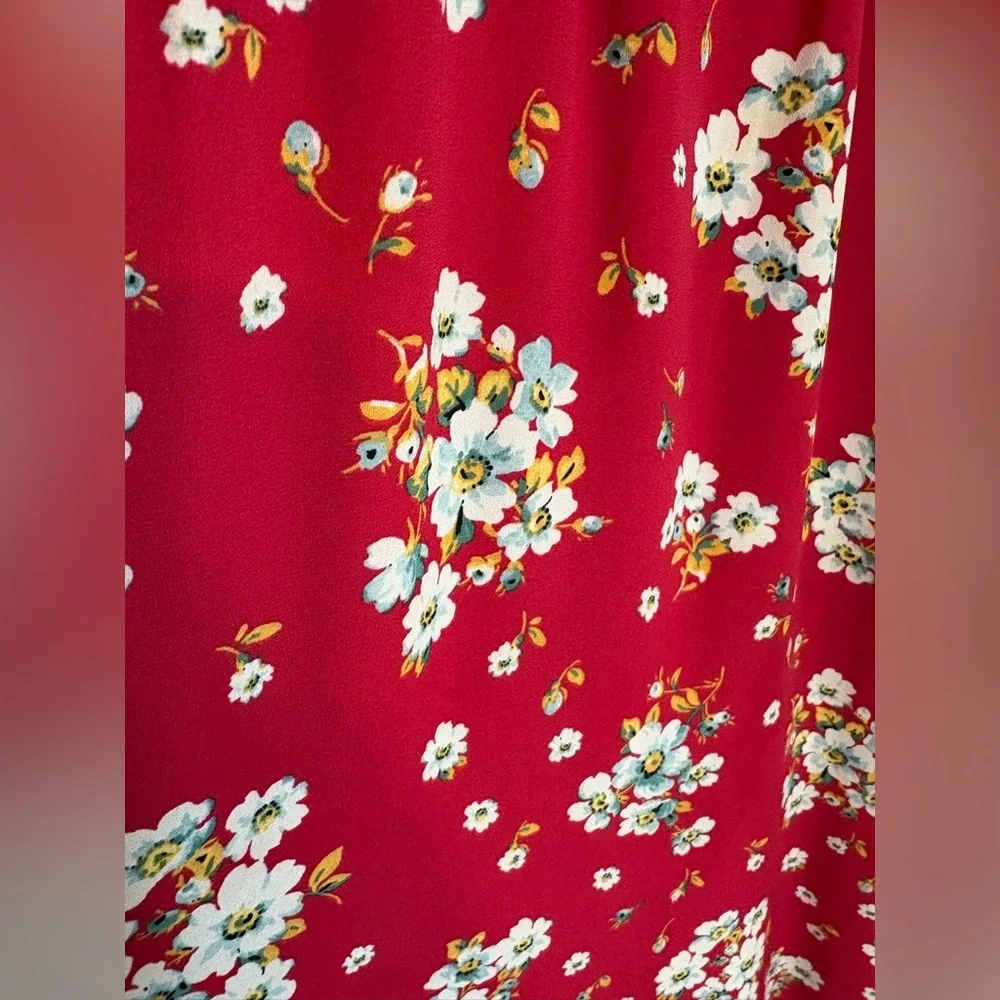 LOFT Red Floral Midi Skirt - Picture 10 of 13